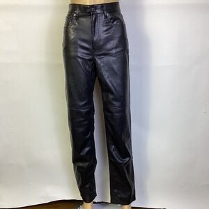 Gap High Rise Cheeky Straight Black Faux Leather Jeans Sz 28 NNT